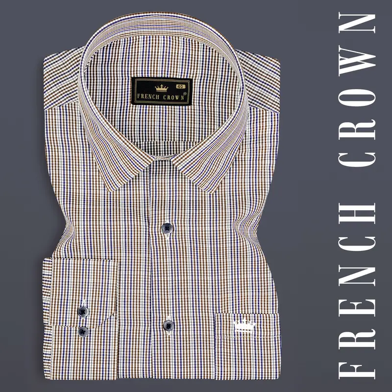 Taupe Brown And Twilight Purple Printed Premium Giza Cotton Shirt 7