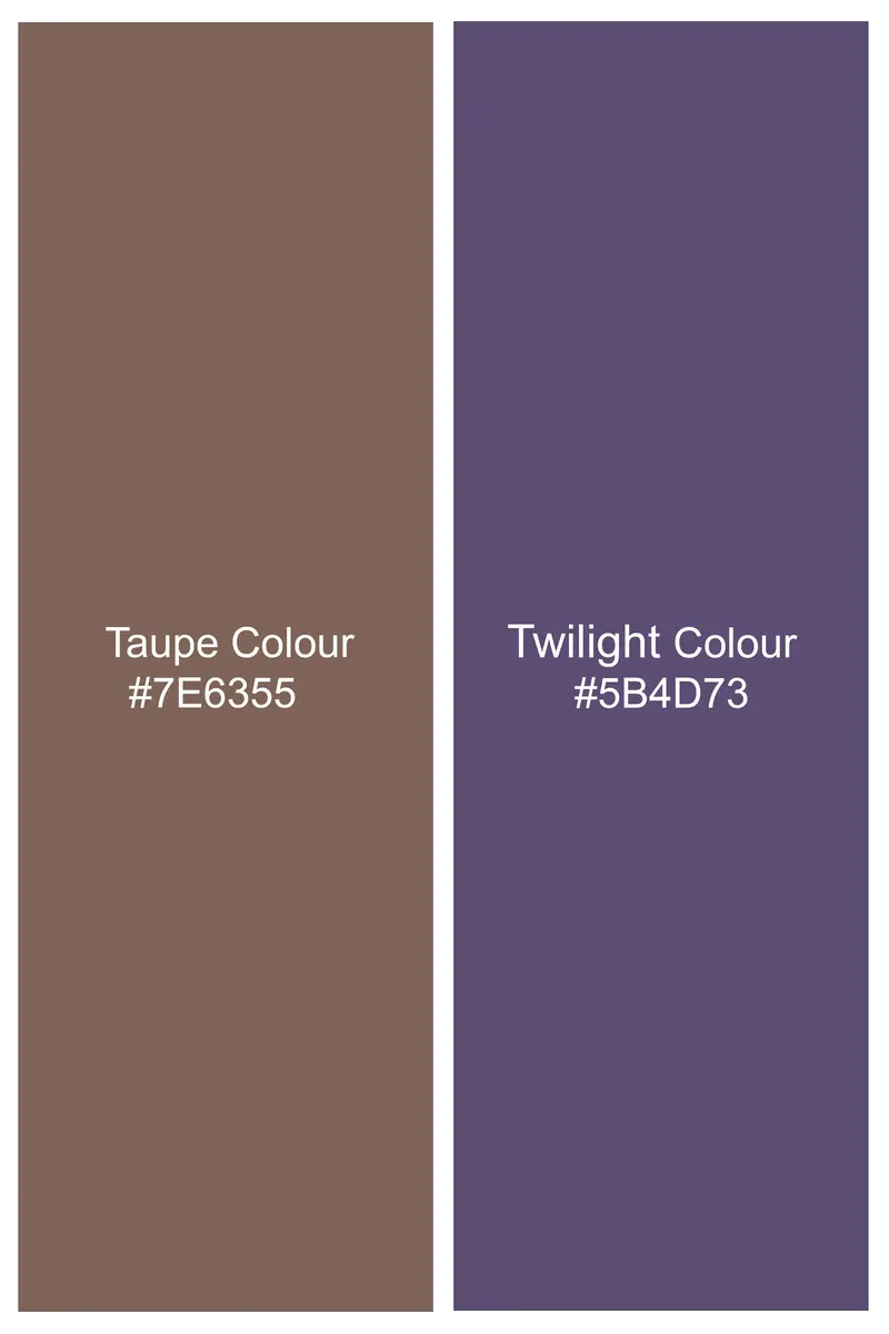 Taupe Brown And Twilight Purple Printed Premium Giza Cotton Shirt 8