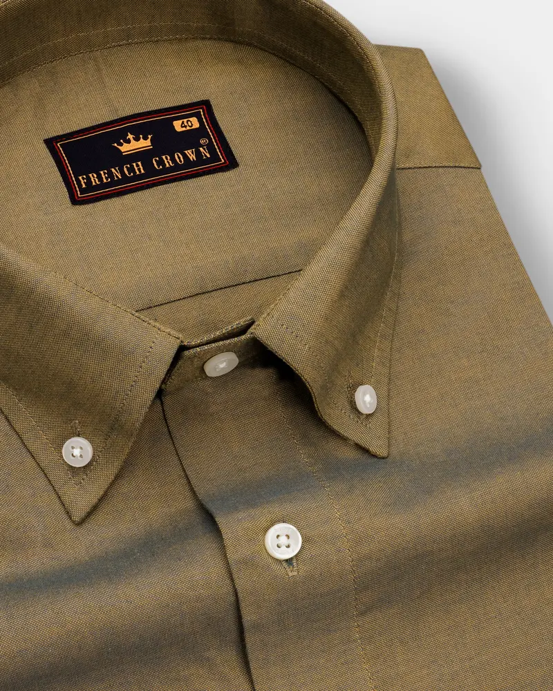 Taupe Brown Button Down Chambray Shirt 1