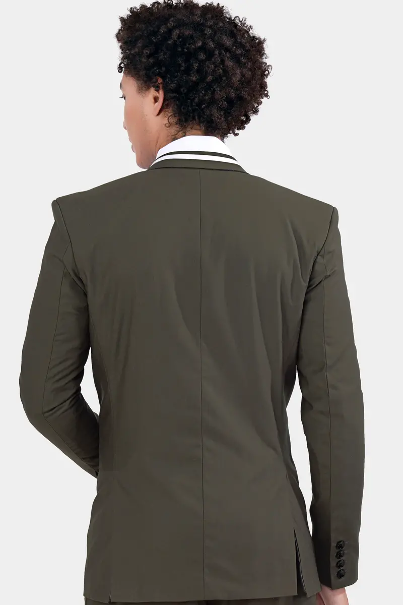 Taupe Brown Hand Painted Wool Rich Hand Painted Designer Blazer 5