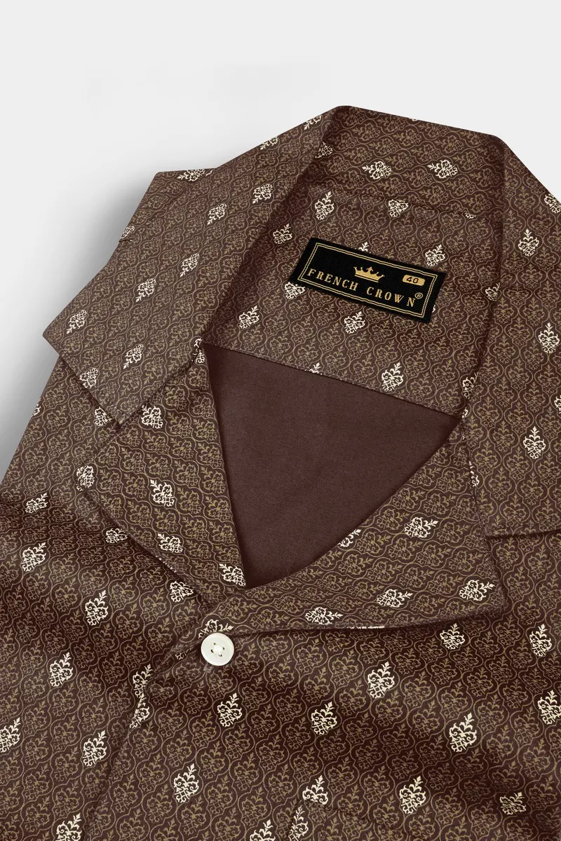 Taupe Brown Printed Giza Cotton Shirt 4