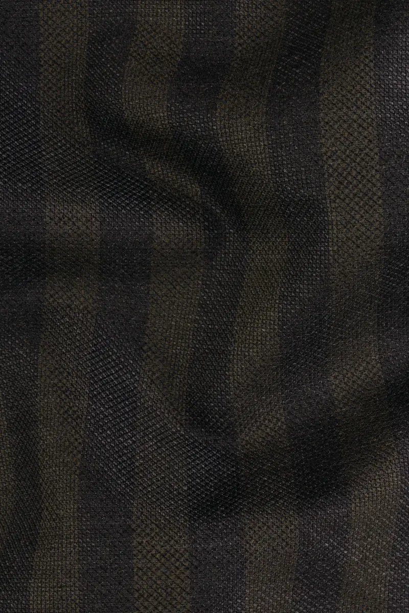 Taupe Brown With Jade Black Striped Wool Blend Double Breasted Blazer 3