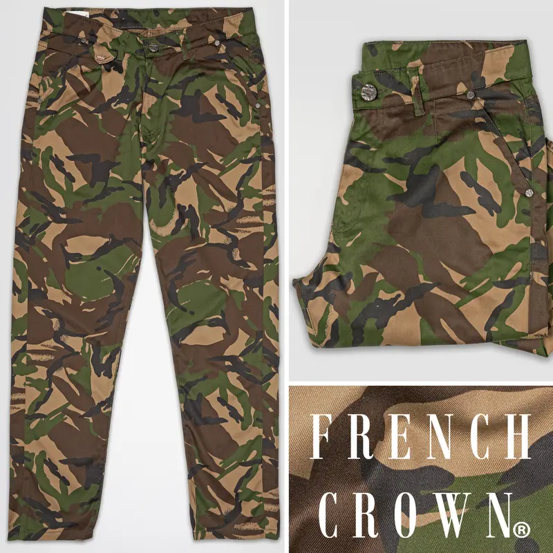 Taupe Brown With Verdun Green Camouflage Printed Pant 1