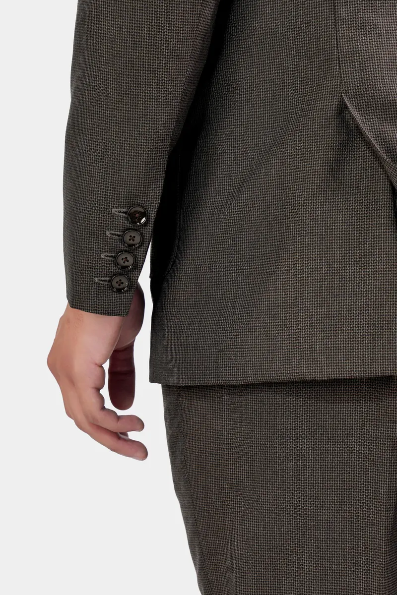 Taupe Brown Wool Rich Double Breasted Designer Blazer 4