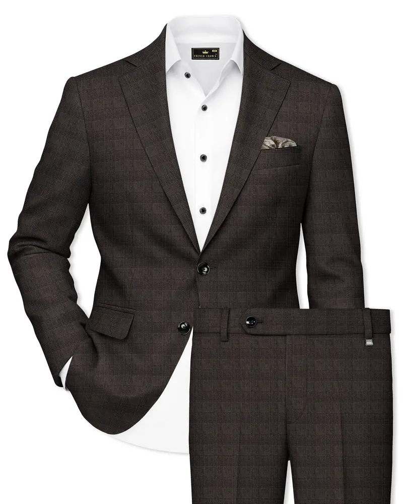 Taupe Dark Brown Single-Breasted Suit 1