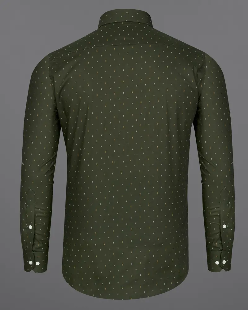 Taupe Green And White Dobby Textured Designer Shirt 7
