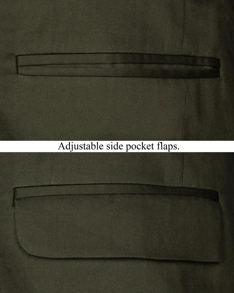 Taupe Green Solid Stretchable Premium Cotton Traveler Blazer 5