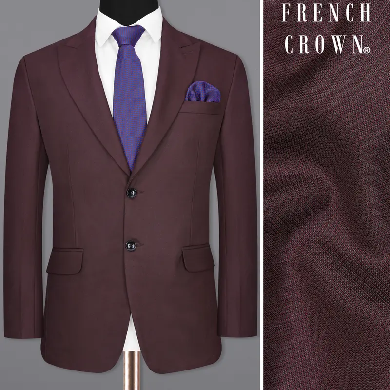 Taupe Maroon Single Breasted Blazer 1