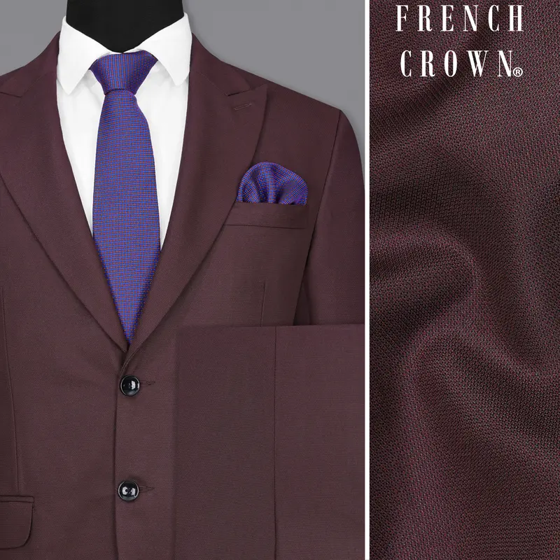 Taupe Maroon Single Breasted Suit 1