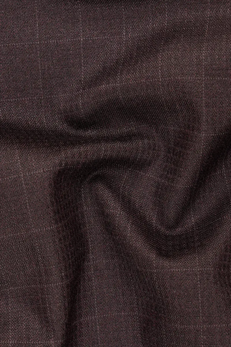 Taupe Maroon Stretchable Dobby Single Breasted Traveler Blazer 3