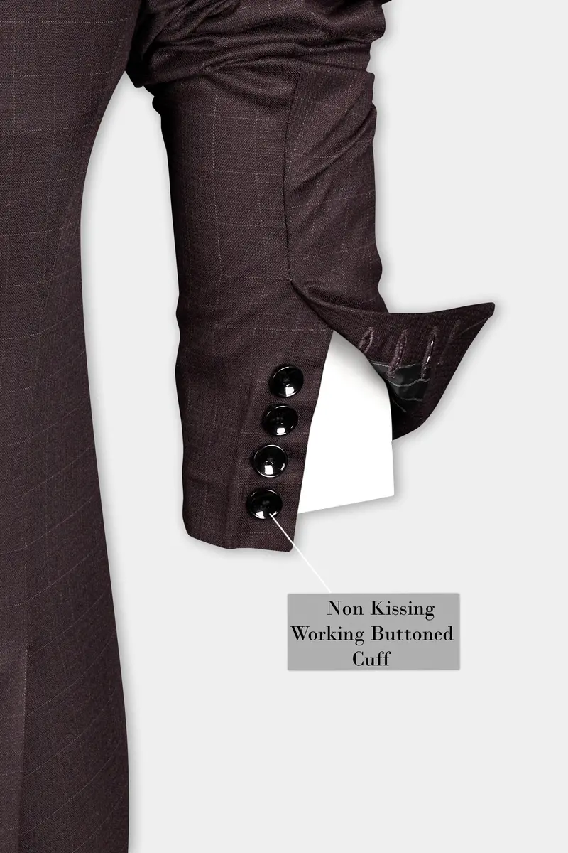 Taupe Maroon Stretchable Dobby Single Breasted Traveler Blazer 7