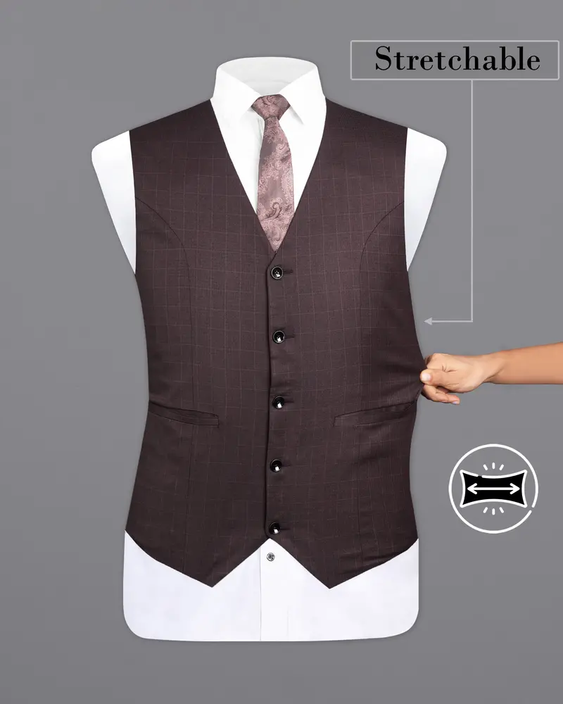 Taupe Maroon Stretchable Dobby Traveler Waistcoat 2