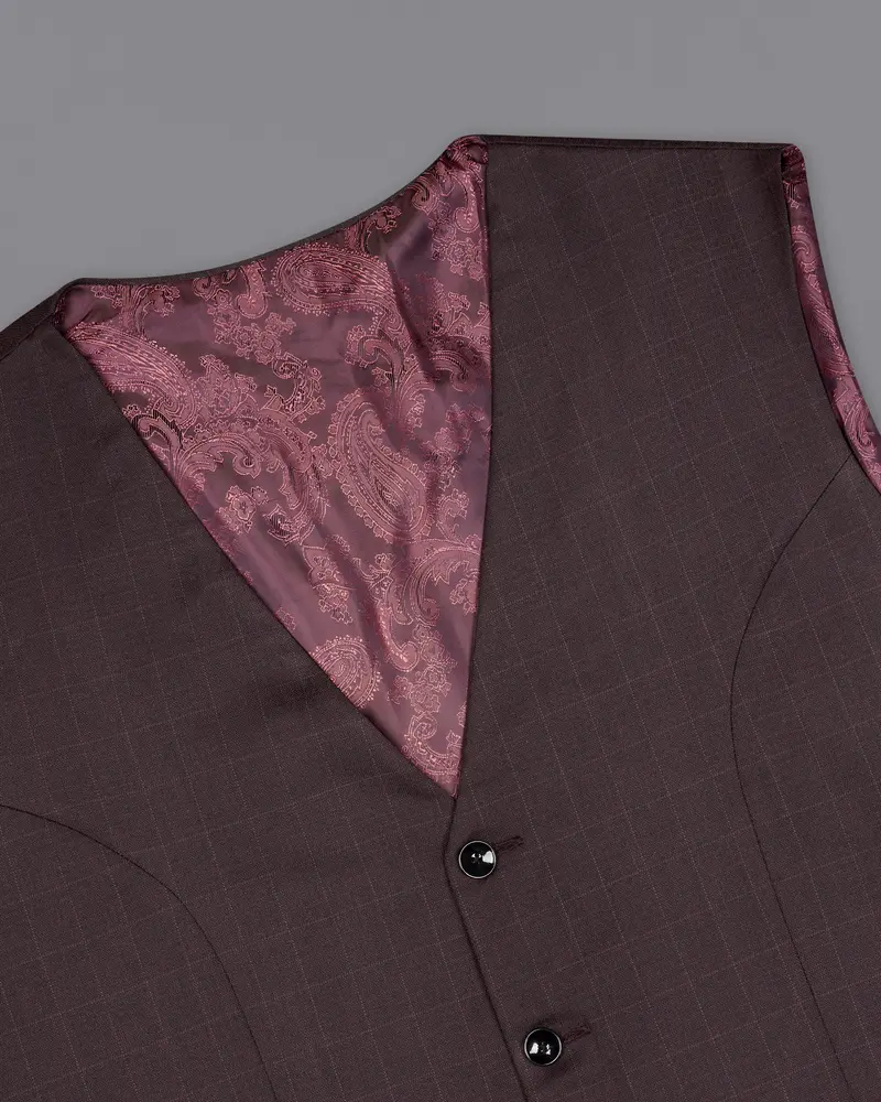 Taupe Maroon Stretchable Dobby Traveler Waistcoat 4