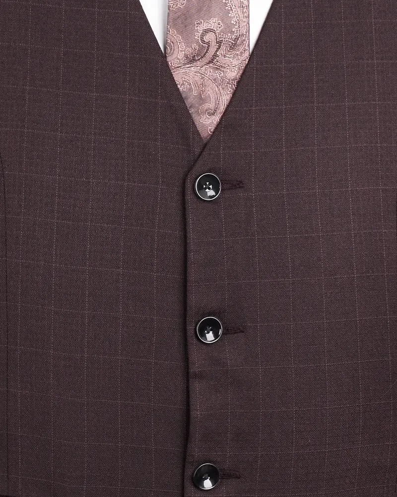 Taupe Maroon Stretchable Dobby Traveler Waistcoat 5