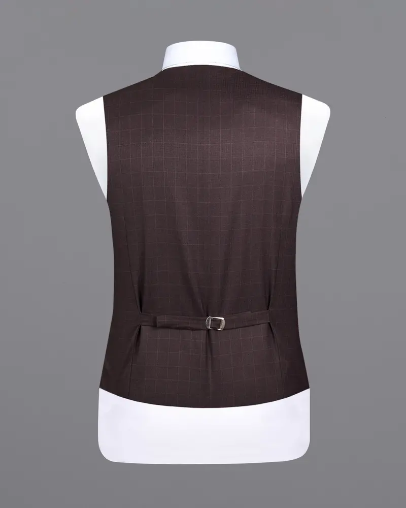Taupe Maroon Stretchable Dobby Traveler Waistcoat 6