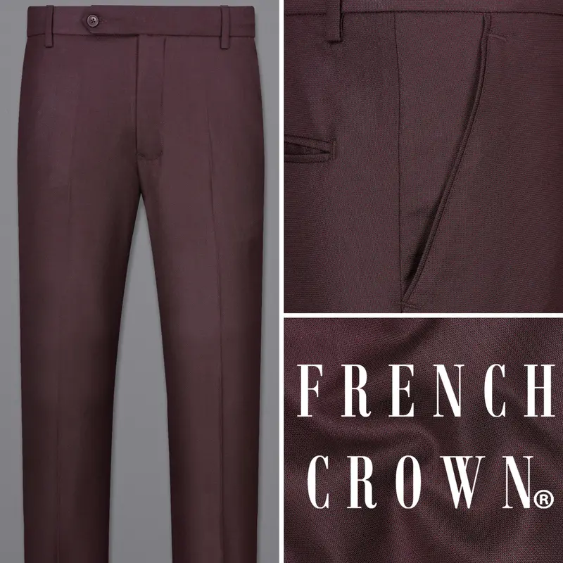 Taupe Maroon Textured  Pant 1