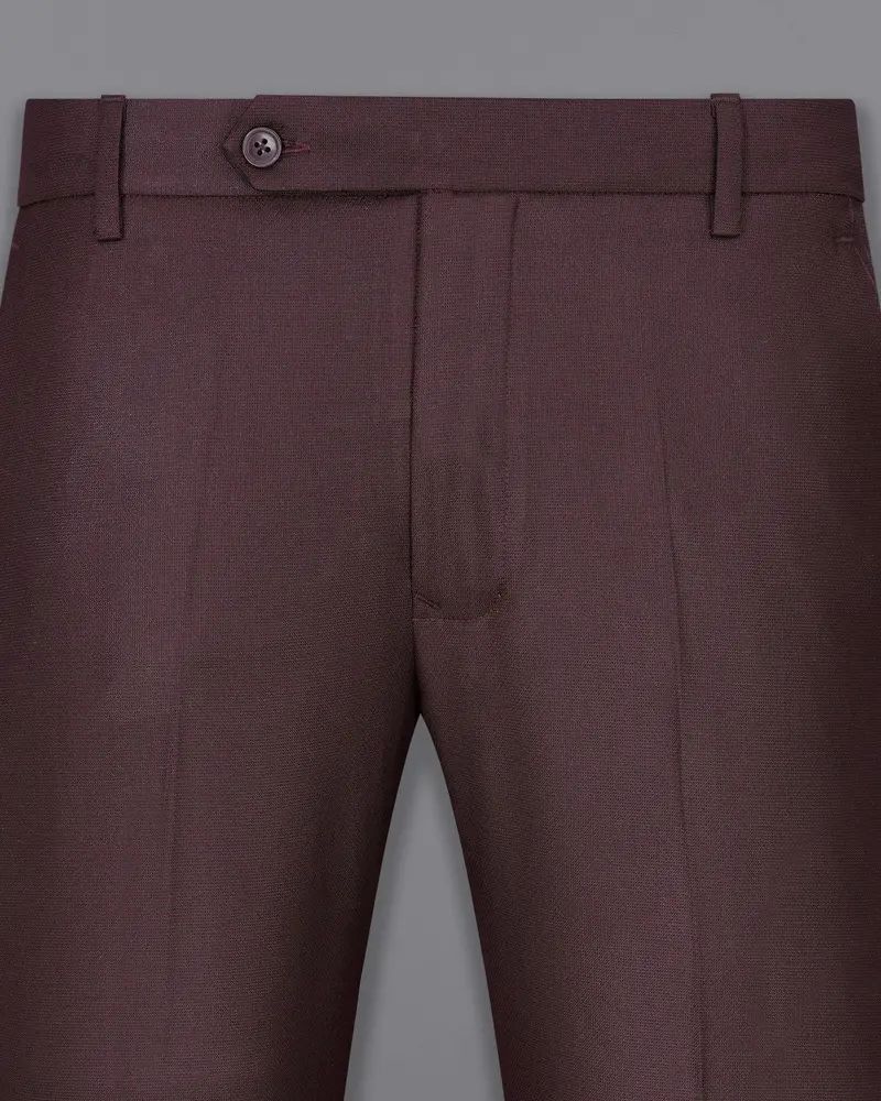 Taupe Maroon Textured Pant 2