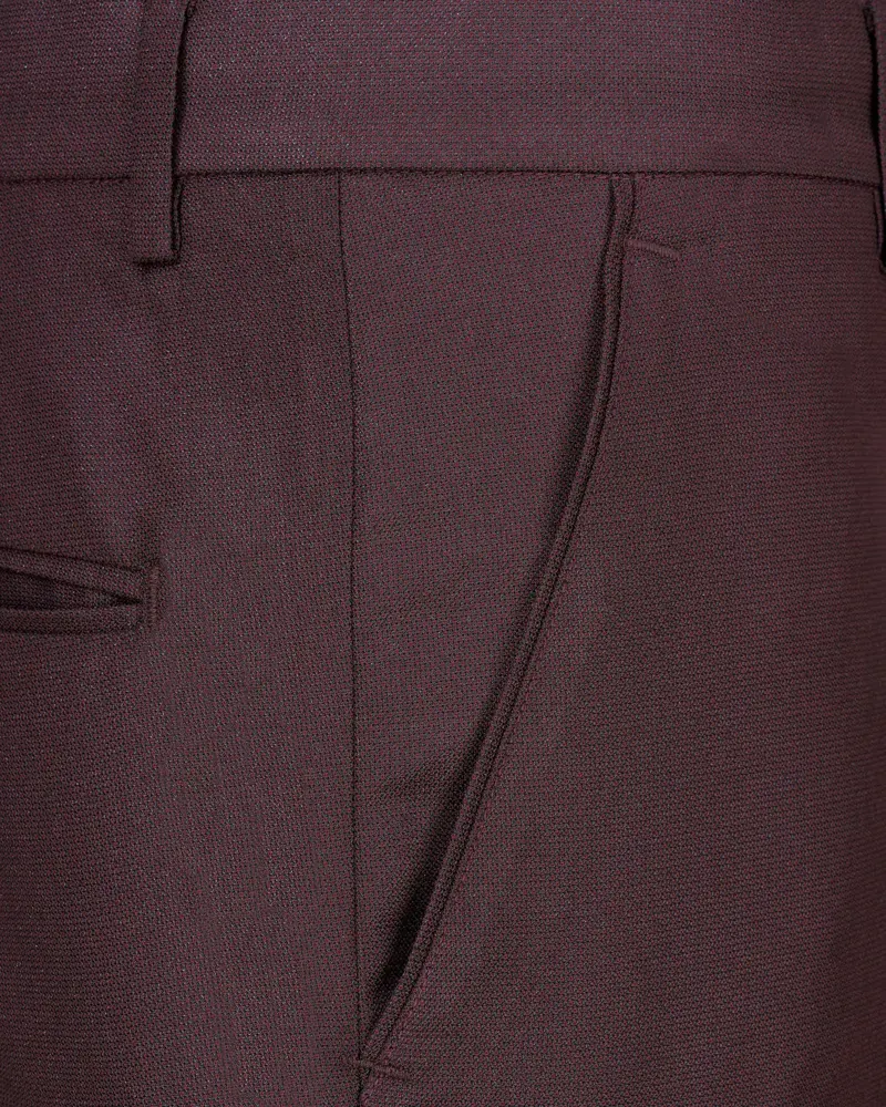 Taupe Maroon Textured Pant 5