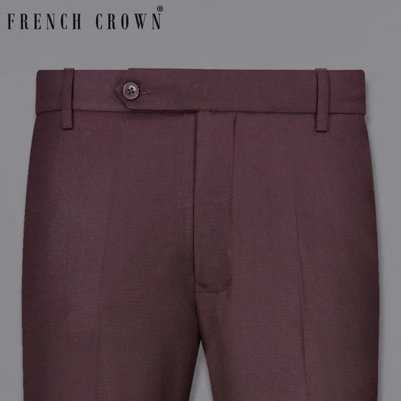Taupe Maroon Textured Pant 6