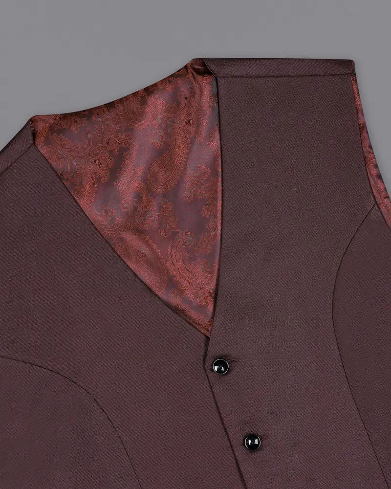 Taupe Maroon Textured Waistcoat 4