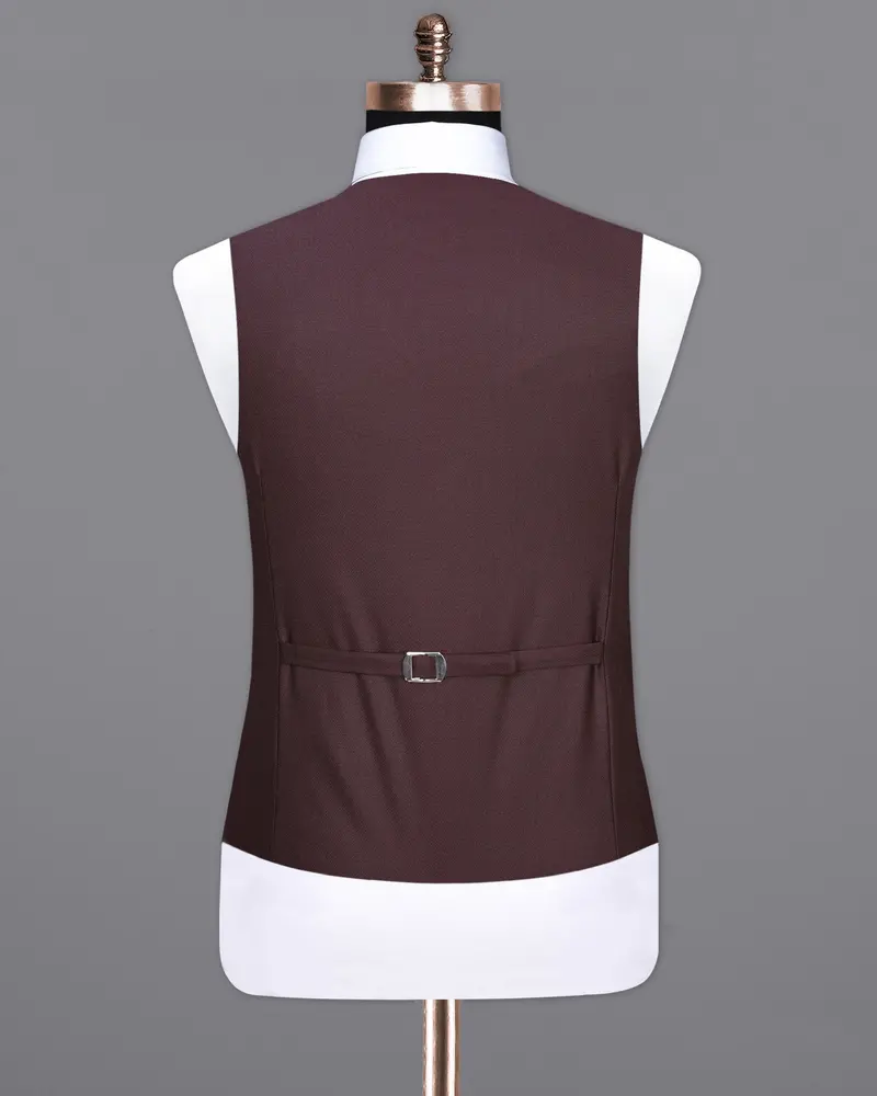Taupe Maroon Textured Waistcoat 6