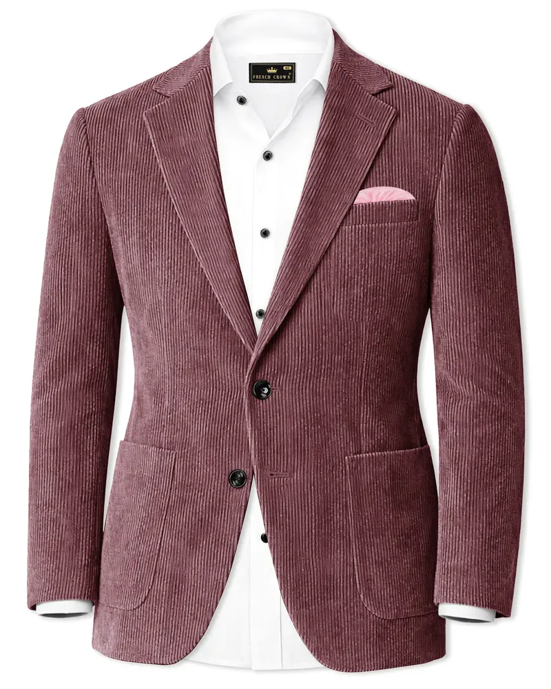 Tauzen-Rose Taupe Pink Corduroy Premium Single Breasted Sports Blazer 1