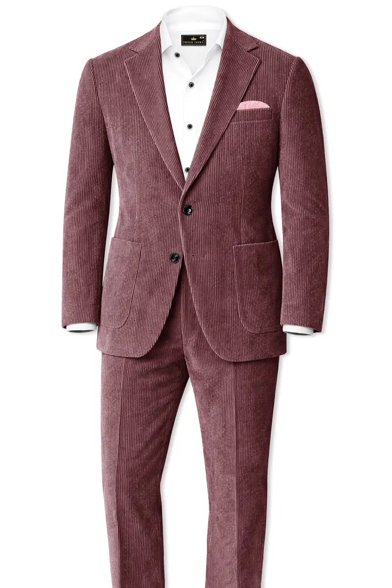 Tauzen-Rose Taupe Pink Corduroy Premium Single Breasted Sports Blazer 10