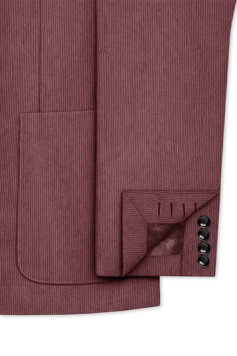 Tauzen-Rose Taupe Pink Corduroy Premium Single Breasted Sports Blazer 7