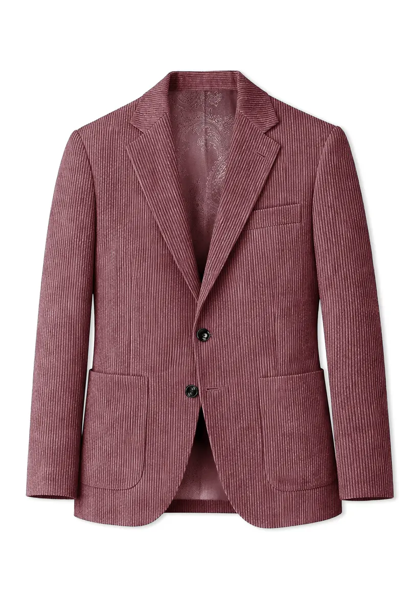 Tauzen-Rose Taupe Pink Corduroy Premium Single Breasted Sports Blazer 8