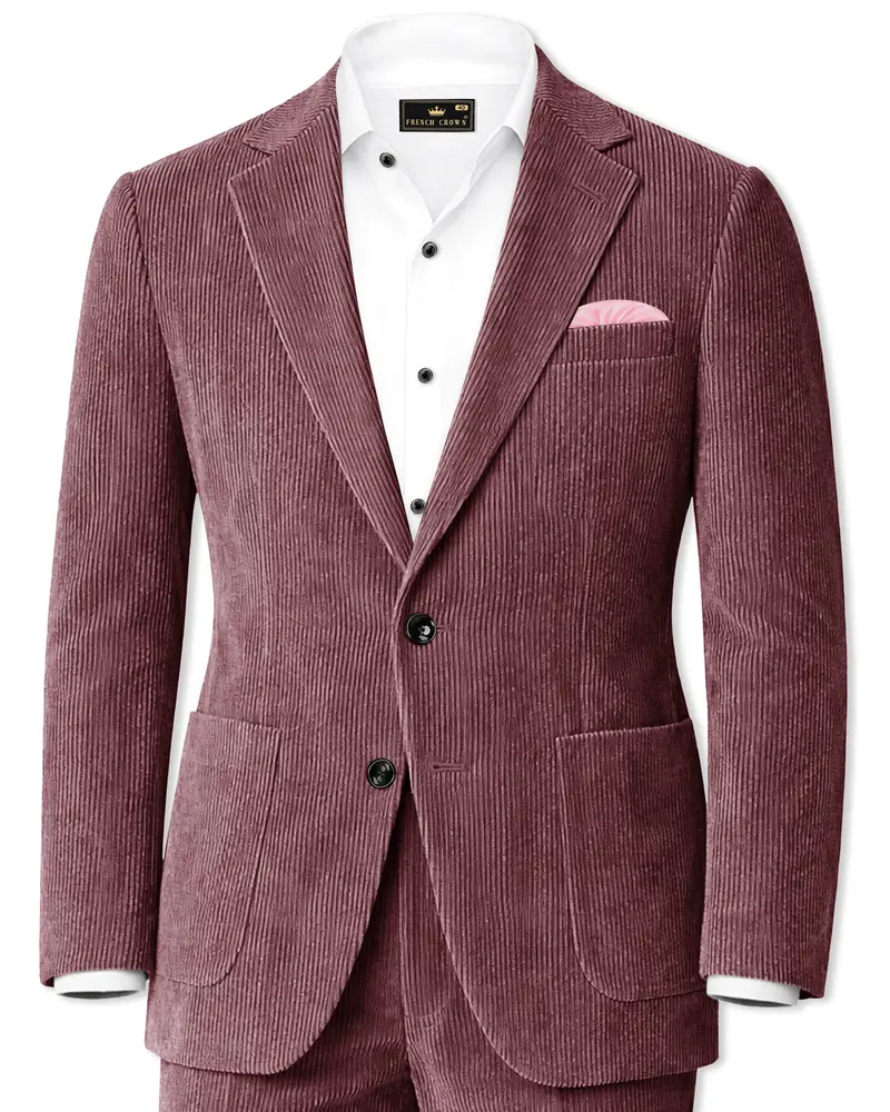 Tauzen-Rose Taupe Pink Corduroy Premium Single Breasted Sports Suit 1