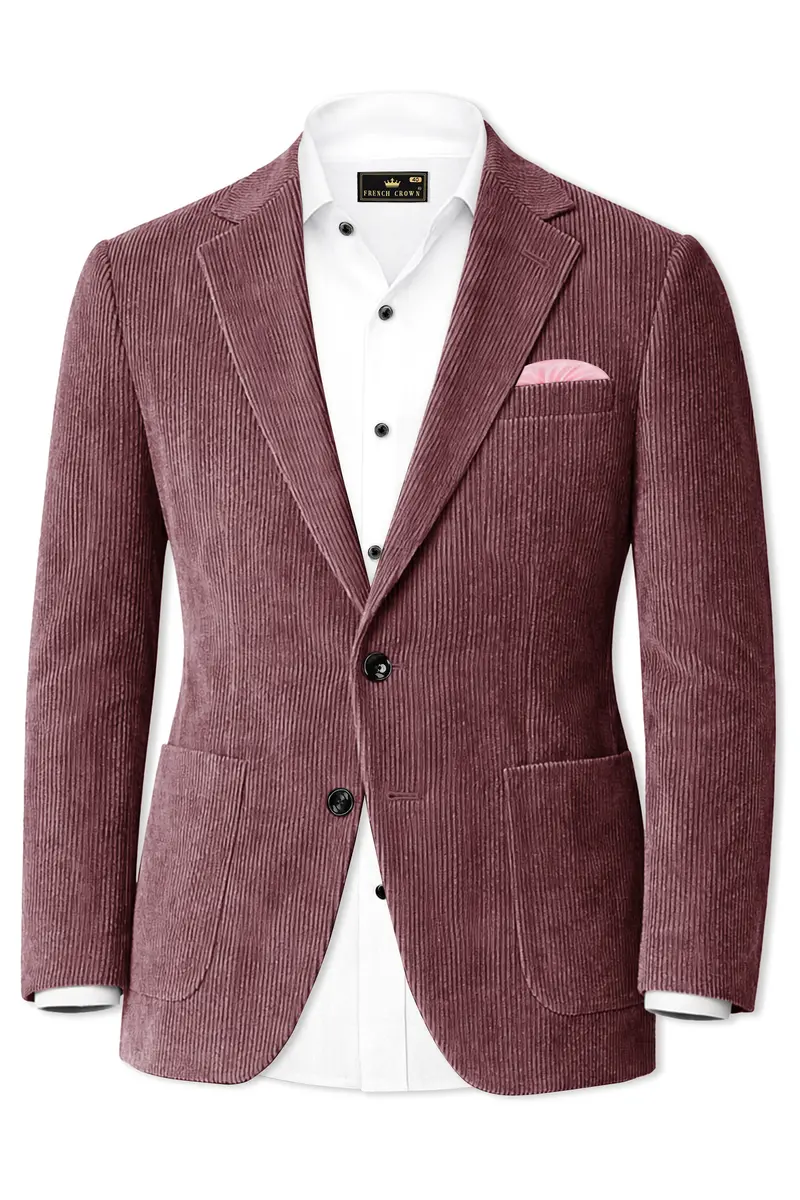 Tauzen-Rose Taupe Pink Corduroy Premium Single Breasted Sports Suit 10