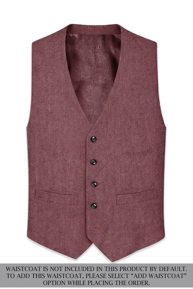 Tauzen-Rose Taupe Pink Corduroy Premium Single Breasted Sports Suit 16