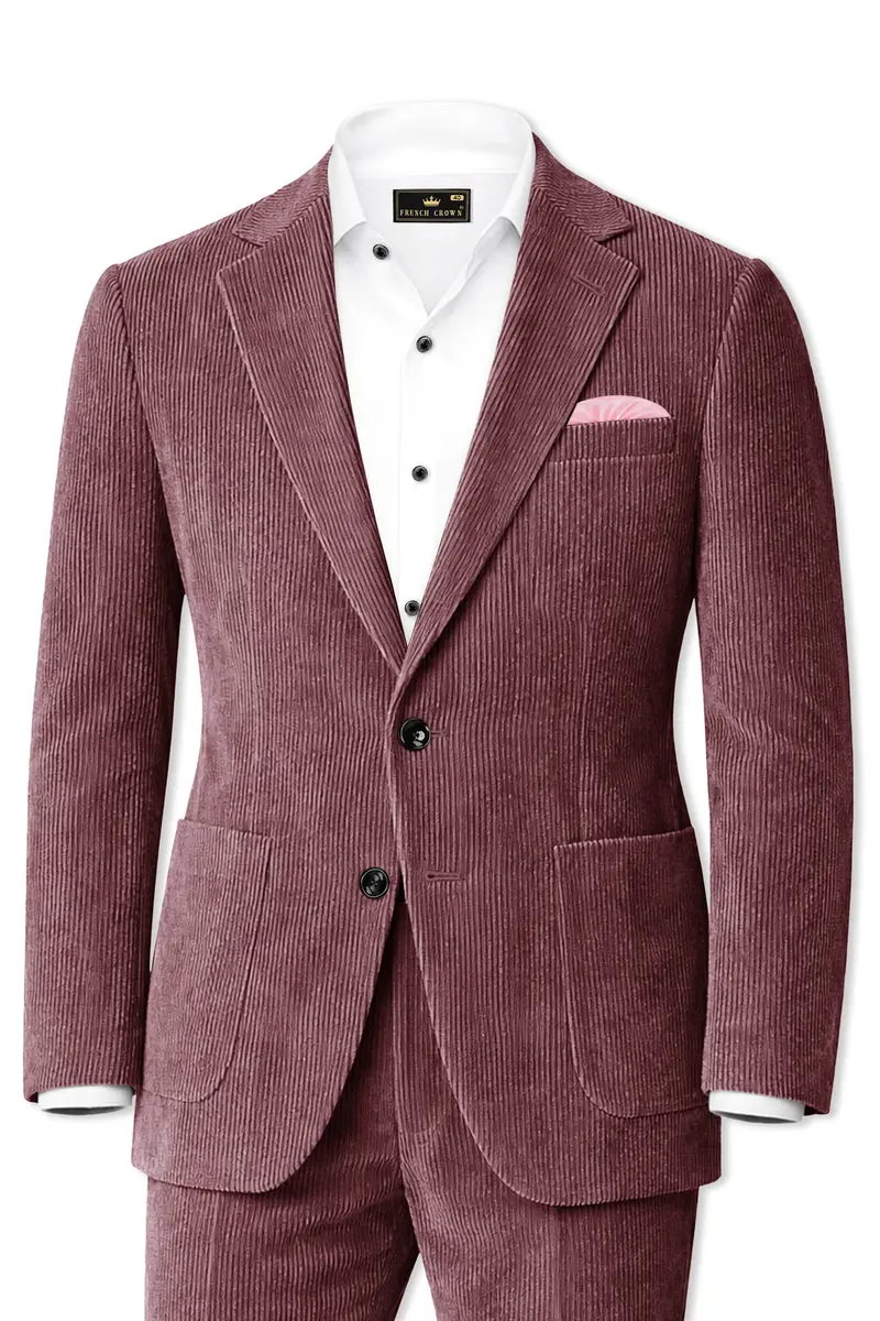Tauzen-Rose Taupe Pink Corduroy Premium Single Breasted Sports Suit 2