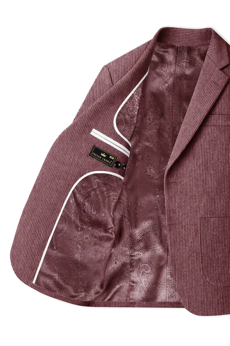 Tauzen-Rose Taupe Pink Corduroy Premium Single Breasted Sports Suit 6