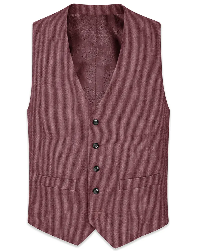 Tauzen-Rose Taupe Pink Corduroy Premium Waistcoat 1
