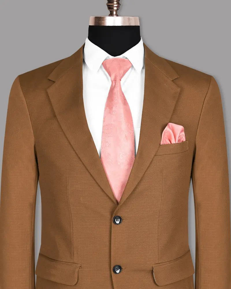 Tawny Khaki Subtle Windowpane Textured Premium Cotton Rich Blazer 2