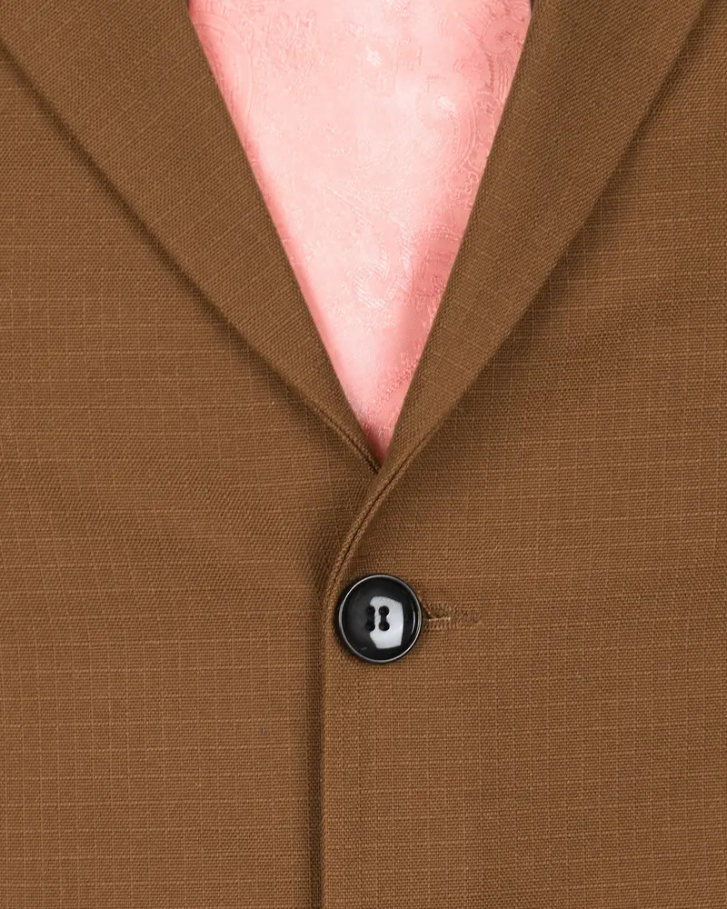 Tawny Khaki Subtle Windowpane Textured Premium Cotton Rich Blazer 4
