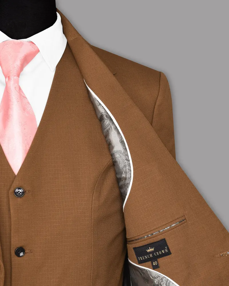 Tawny Khaki Subtle Windowpane Textured Premium Cotton Rich Blazer 6