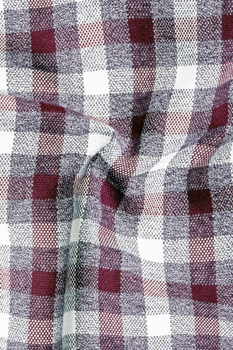 Tawny Maroon And Wenge Gray Checks Flannel Designer Overshirt/Shacket 3