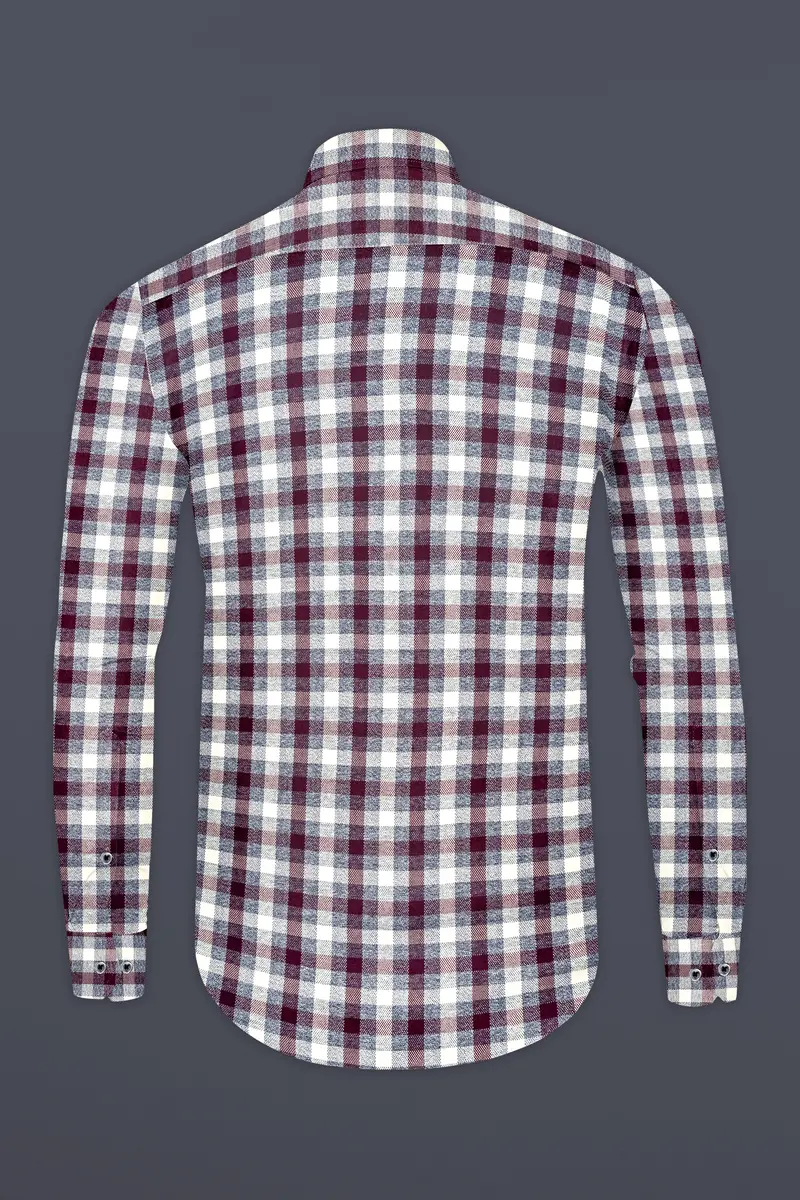 Tawny Maroon And Wenge Gray Checks Flannel Designer Overshirt/Shacket 7