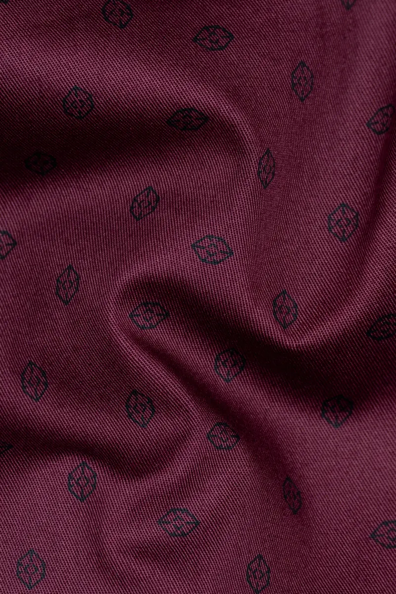 Tawny Maroon Printed Poplin Giza Cotton Shirt 2