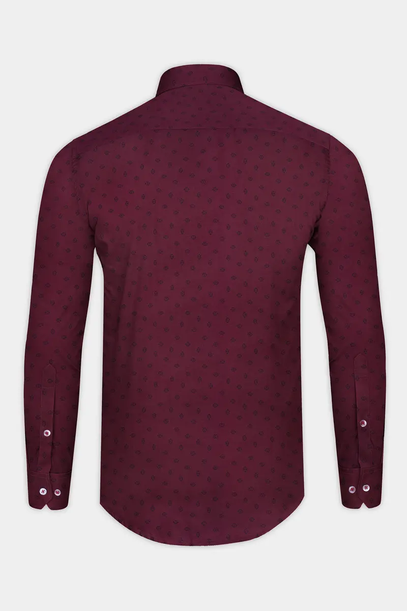 Tawny Maroon Printed Poplin Giza Cotton Shirt 5