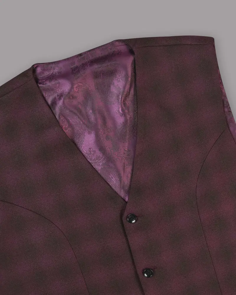 Tawny Port Maroon Plaid Waistcoat 4