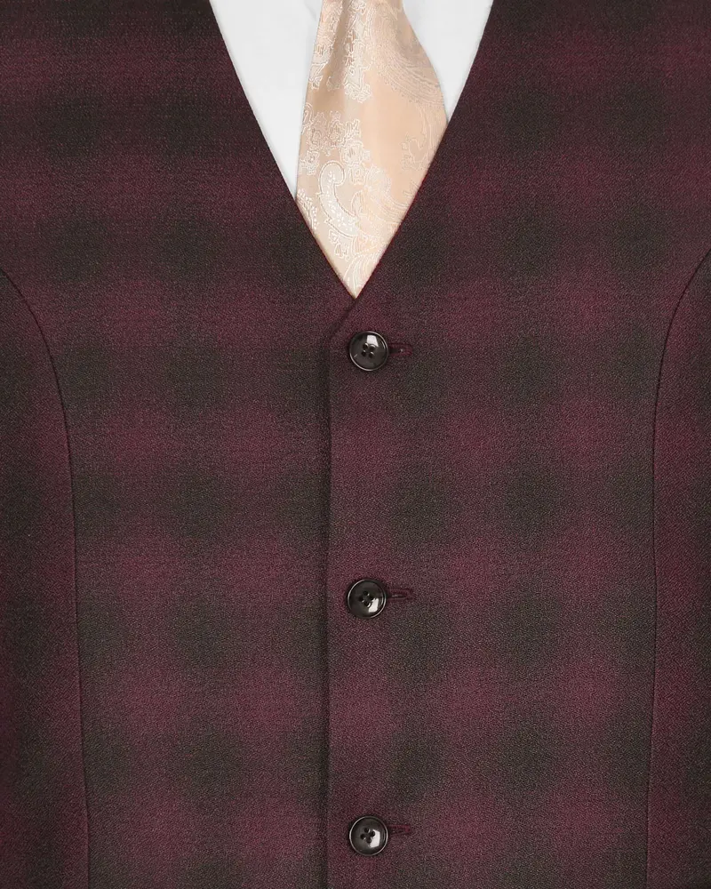 Tawny Port Maroon Plaid Waistcoat 5