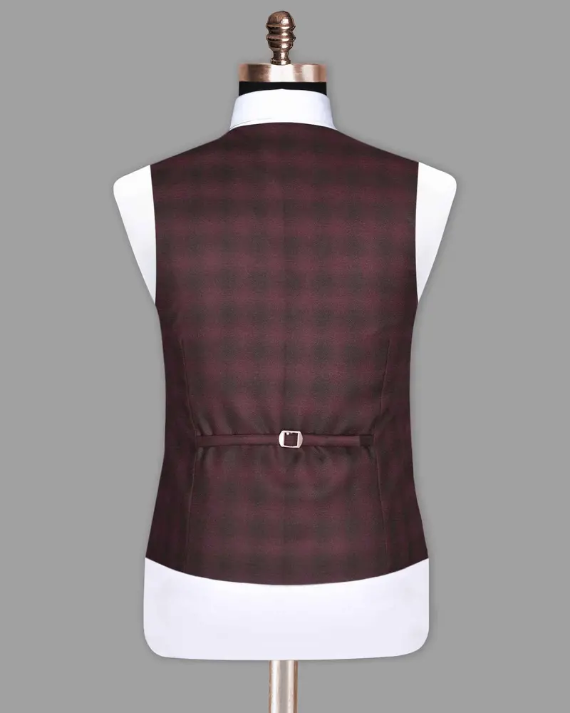 Tawny Port Maroon Plaid Waistcoat 6