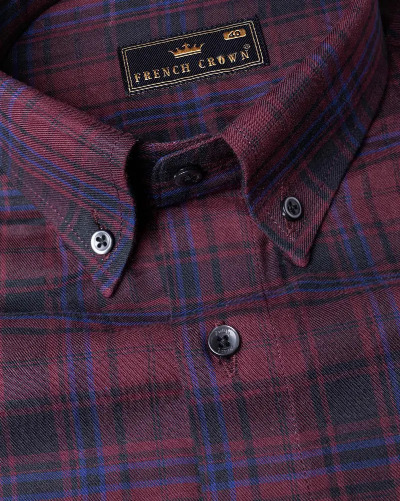 Tawny Port  Twill Plaid Premium Cotton Shirt 1