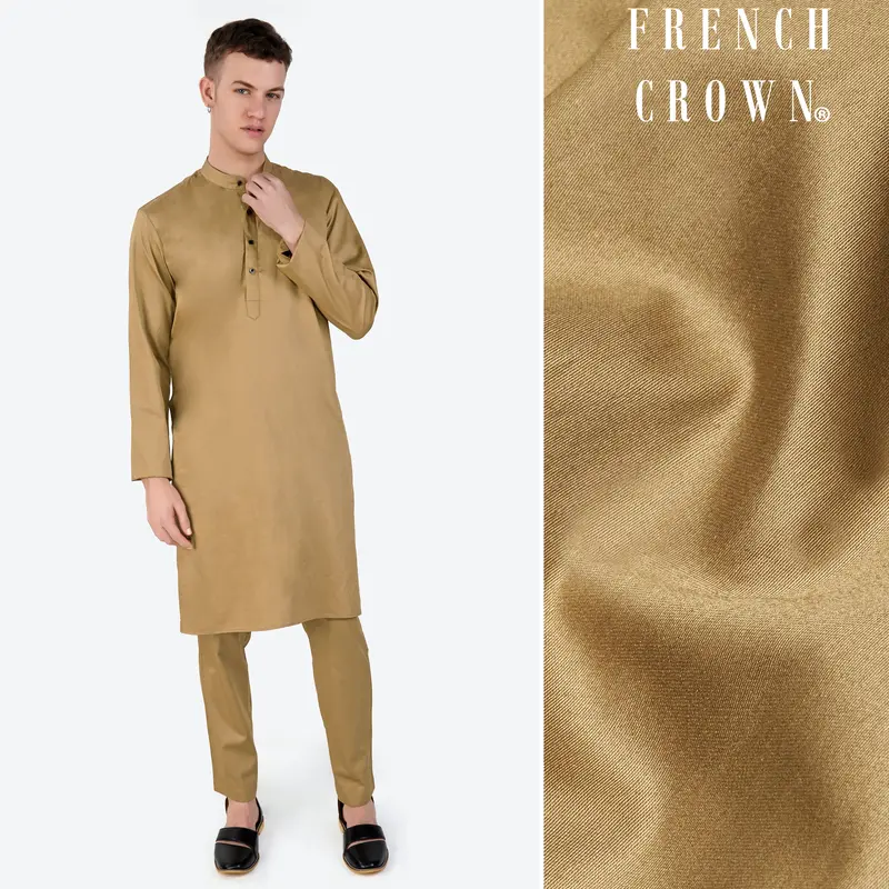 Teak Brown Subtle Sheen Super Soft Premium Cotton Kurta Set 1