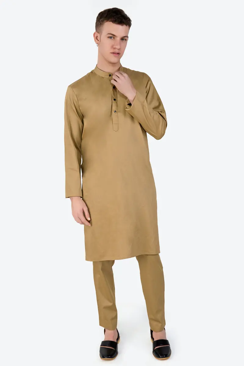 Teak Brown Subtle Sheen Super Soft Premium Cotton Kurta Set 2