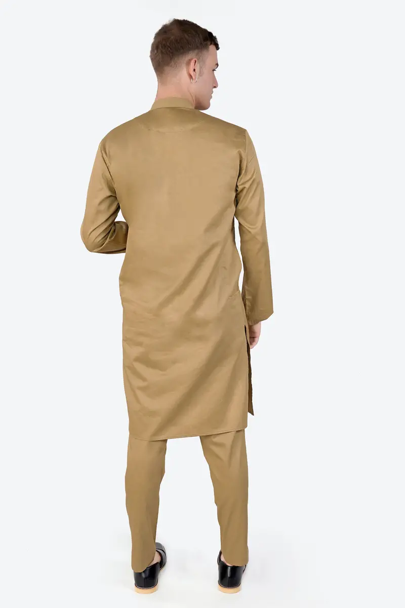 Teak Brown Subtle Sheen Super Soft Premium Cotton Kurta Set 7