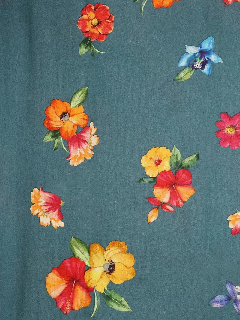 Teal Blue Banarasi Saree With Flower And Leaf Design On The Body And Zari Border 2